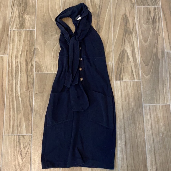 Chanel boutique vintage navy knit cutout dress with pockets - Picture 10 of 13